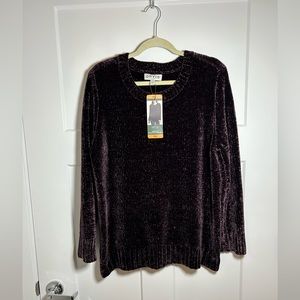 Women’s XXL Orvis thick fuzzy sweater, dark purple plum
